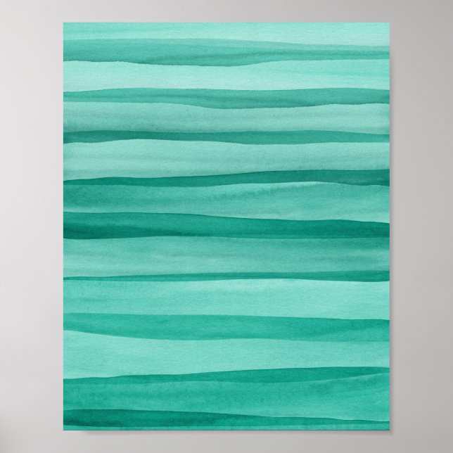 Poster Arte de Linhas de Aquarela Verde abstrato (Frente)