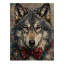 Arte de Lobo em Parede — Retrato de Pintura a Óleo