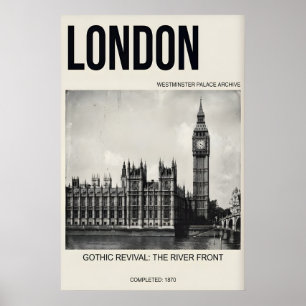 Poster Arte de Londres em Preto e Branco Westminster