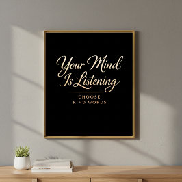 Poster Arte de Luxo Preto e Dourado para Saúde Mental