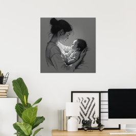 Poster Arte de mãe e bebê