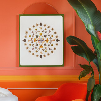 Poster Arte de Mandala Botânico de Flor Prensada