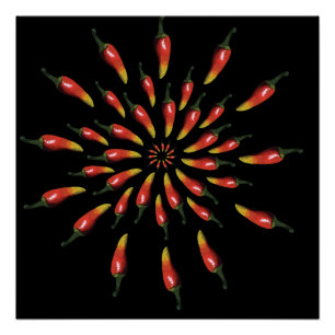 Pôster Arte de mandala de pimentões coloridos