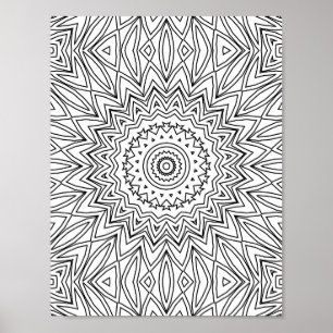 Poster Arte de Mandala Geométrica em Explosão Solar Angul