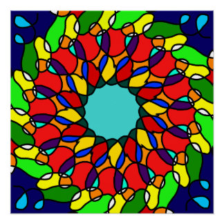 Pôster Arte de Mandala Radiante: Muro Colorido e Brilhant