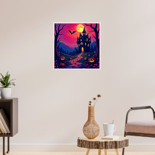 Poster Arte de Mansão Assombrada de Halloween Spooky