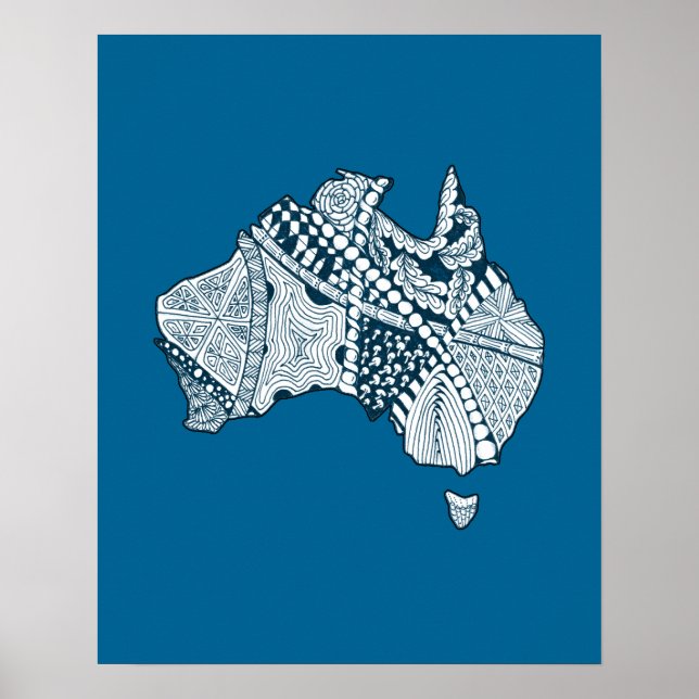 Poster Arte de Mapa Australiana (Frente)