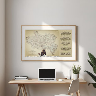 Poster Arte de Mapa Vintage da Expedição Mallory Everest
