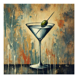 Pôster Arte de Martini de Meios Mistos do Meio do Século