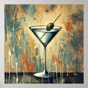 Poster Arte de Martini de Mídia Mista do Meio do Século