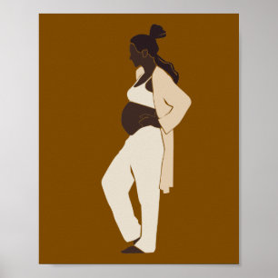 Poster Arte de maternidade silhueta de mulher grávida abs