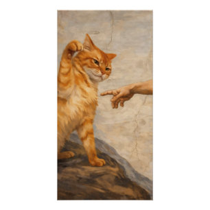 Pôster Arte de Meme de Gato Engraçado Criação de Adão com