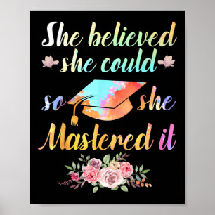 Poster Arte De Mestrado Para Homens Graduação Acadêmica D