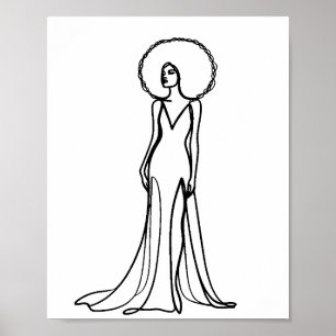Poster Arte de Moda Mão Desenhando Uma Linha Minimalista