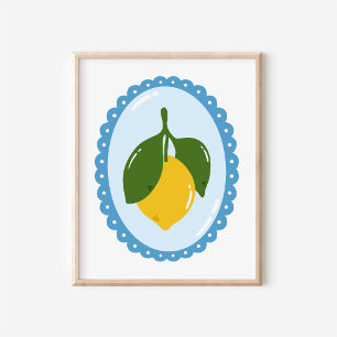 Poster Arte de Moldura Oval Coquete e Limão em Chinoiseri