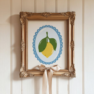 Poster Arte de Moldura Oval Coquete e Limão em Chinoiseri