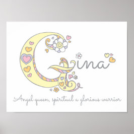 Pôster Arte de monograma G significado do nome da menina