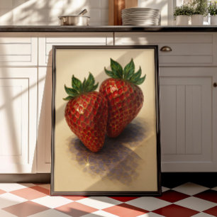Poster Arte de Morango Vintage para Parede Arte Botânic