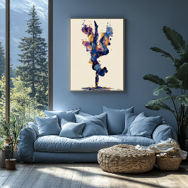 Poster Arte de Movimento Moderno – Ginasta de Tinta Fluid
