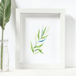 Poster Arte de Muro da Sala Verde e Branca Moderna<br><div class="desc">Aperte sua decoração doméstica com esta impressão botânica branca e verde-azul moderna. Foi criada usando minha arte original de aquarela. Encantadora quando emoldurada e pendurada em uma parede de galeria em seu escritório, sala de estar ou quarto. Corre perfeitamente com um motivo de jardim. Também faz um belo presente. Para...</div>
