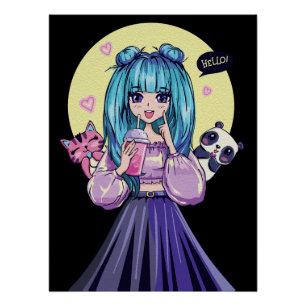 Pôster Arte de Muro de Animação Criativa   Meninas 20