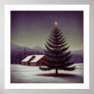 Poster Arte de Muro de Árvore de Natal Festivo