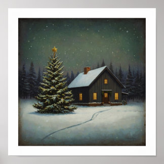 Poster Arte de Muro de Árvore de Natal Festivo