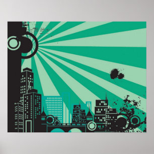 Pôster Arte de Muro de Cidade Verde 20x16