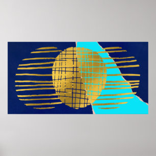 Poster Arte de Muro de Colagem Moderna do Abstrato Azul D