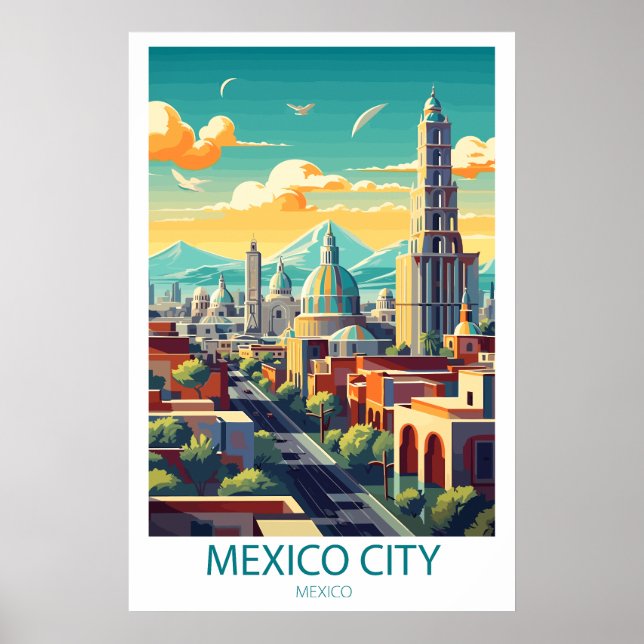 Poster Arte de Muro de Destino da Cidade do México na Via (Frente)