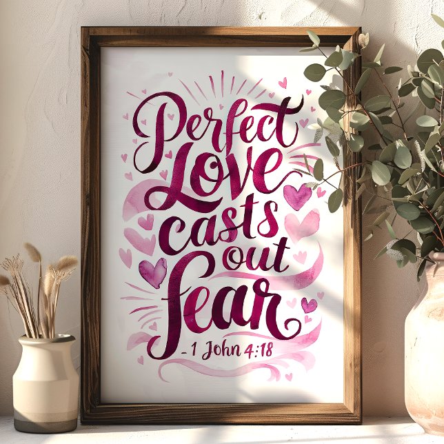 Poster Arte de Muro de Escritura Cristã de Amor Perfeito (Criador carregado)