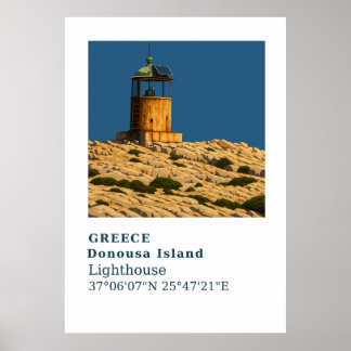 Poster Arte de Muro de Farol de Grécia Donousa