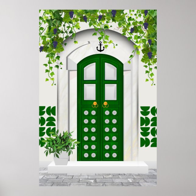 Poster Arte de Muro de Porta Verde Árabe Líbia (Frente)