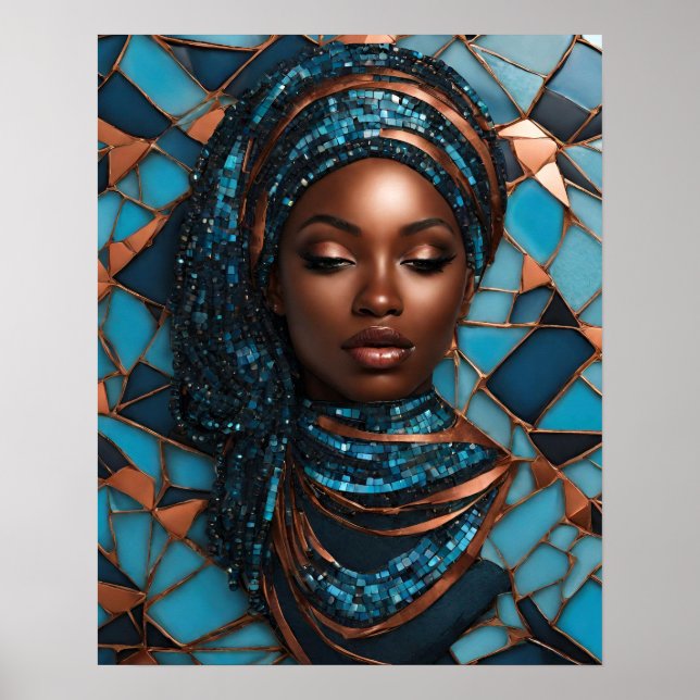 Poster Arte de Muro de Rosto de Cobre Azul (Frente)