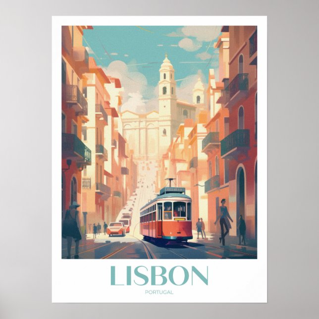 Poster Arte de Muro de Viagem de Lisboa (Frente)