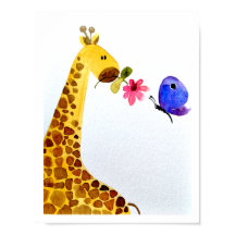 Arte de muro de viveiro_ Watercolor Giraffe & borb