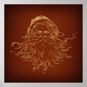 Poster Arte de Natais vintages Ilustrada do Papai Noel