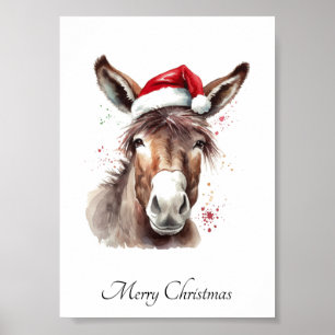 Poster Arte de Natal de Burro Ocidental