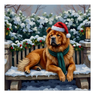 Pôster Arte de Natal de Chow Chow no Jardim de Inverno Se