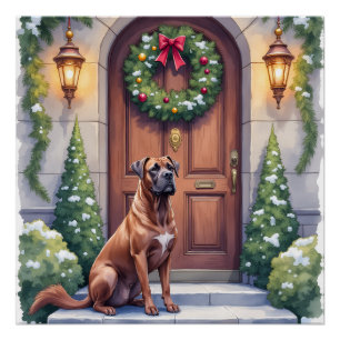 Pôster Arte de Natal Evergreen Grande Porta Cane Corso