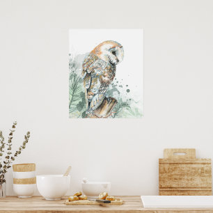 Poster Arte de natureza vida selvagem pássaro coruja-das-