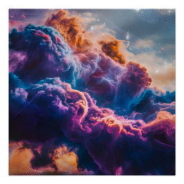 Pôster Arte de Nebulosa Espacial Abstrata - Colorida e Có