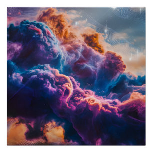 Pôster Arte de Nebulosa Espacial Abstrata - Colorida e Có