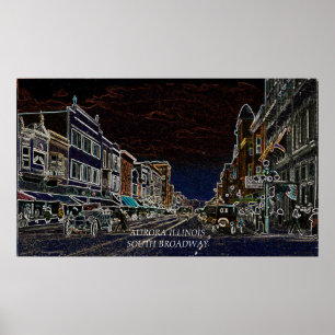 Poster Arte de néon sul 1920 de Illinois Broadway da