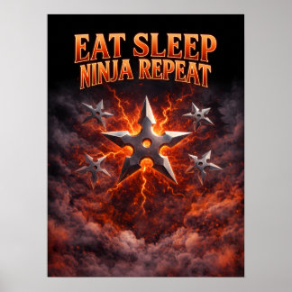 Poster Arte de Ninja Repita Coma Durma