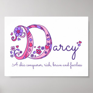 Pôster Arte de nome com iniciais D de Darcy significado
