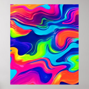 Poster Arte de ondas de cores vívidas Abstrato