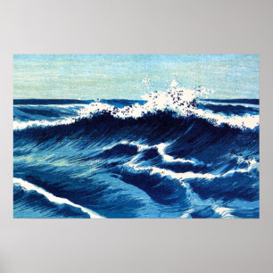 Poster Arte de Ondas no Oceano Azul