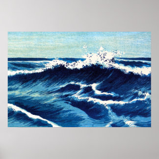 Poster Arte de Ondas no Oceano Azul