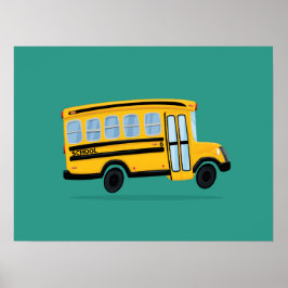 Poster Arte de Ônibus Escolar Fofa
